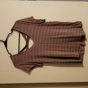 Gray and Pink Cross Backed Top